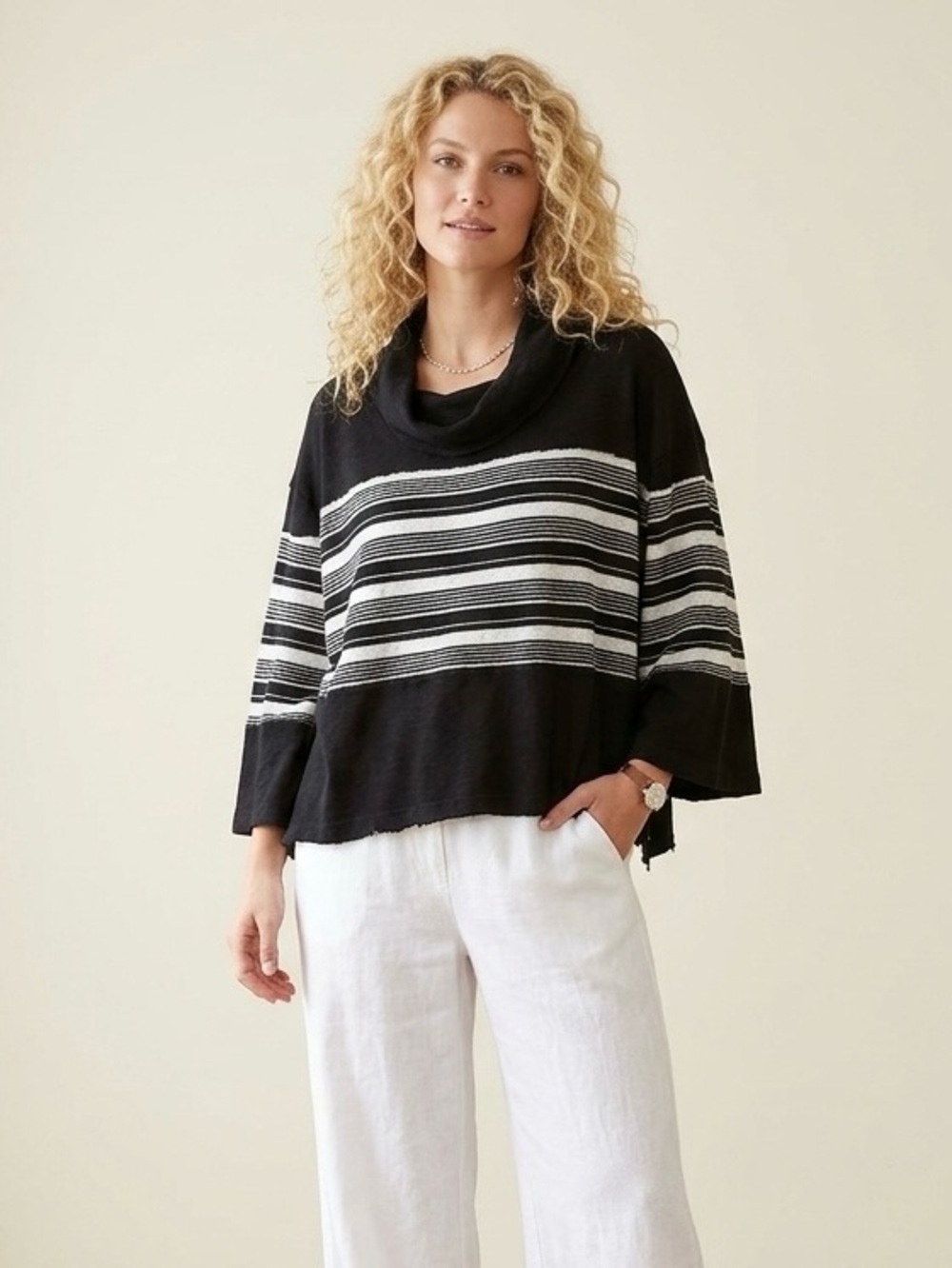 🖤 NWT Free People “We The Free”Striped Cowl Neck Top Sz S